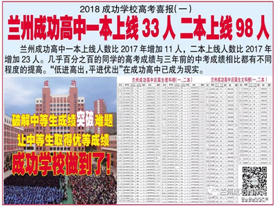热烈祝贺兰州成功高中2018高考再创佳绩！